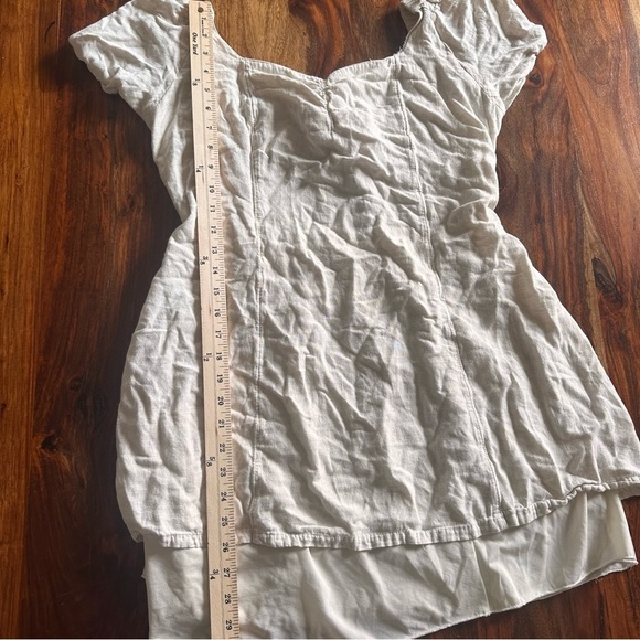 Japna Linen Blend Mini Dress Open Tie Back size Large Cottage Natural - Picture 7 of 7